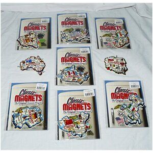 Lot of 9 Jumbo Country Magnet by Classic Magnets Canada USA Poland China Italy +